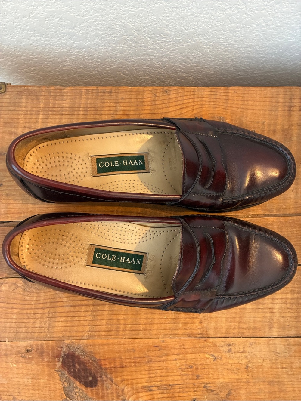 Cole Haan Men's sz 8 1/2 Vintage Penny Loafer Burgundy Classic Preppy Academia - Picture 2 of 8